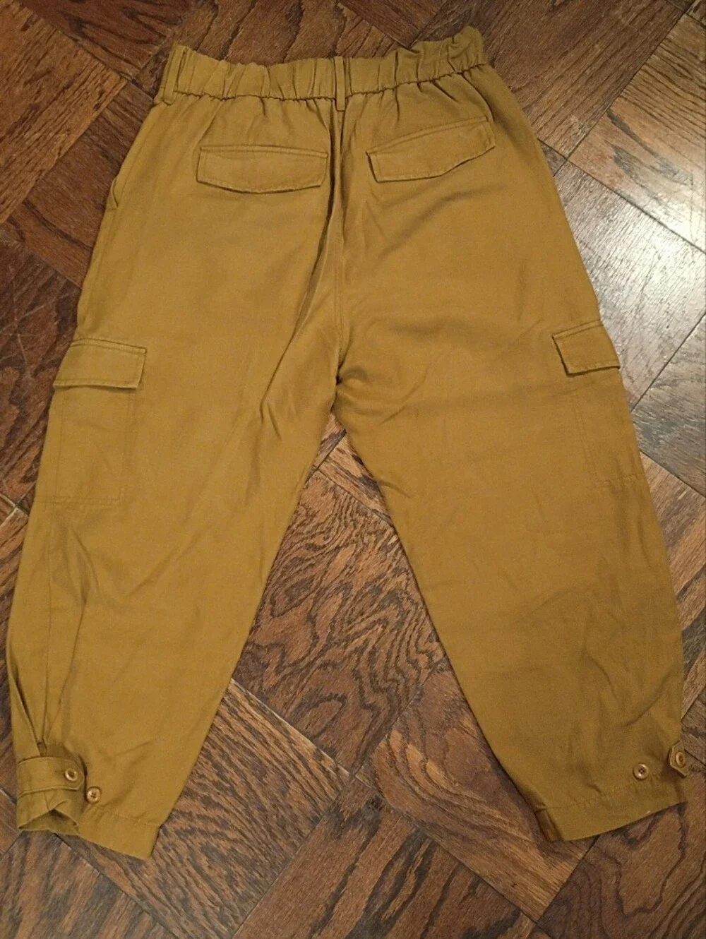 Banana Republic Tencel Linen Cargo Pants Tan Brown Size 8S Short Cropped Barrel